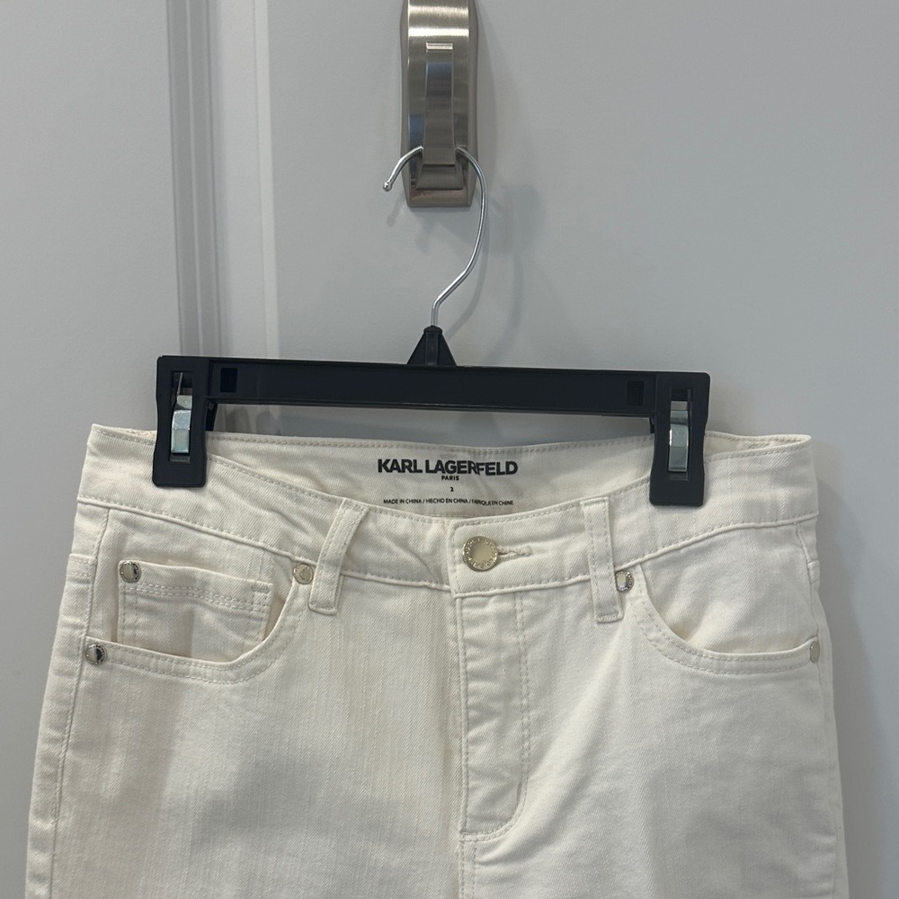 Karl Lagerfeld Women's Cream High Rise Jeans